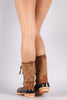 Round Toe Studded Lace Up Duck Mid Calf Boots