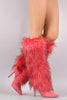 Faux Fur Shaft Pointy Toe Stiletto Knee High Boots