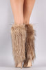 Faux Fur Shaft Pointy Toe Stiletto Knee High Boots