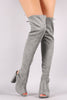Wild Diva Lounge Suede Drawstring-Tie Chunky Heeled Over-The-Knee Boots
