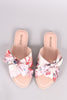 Bamboo Floral Satin Crisscross Bow Slide Sandal